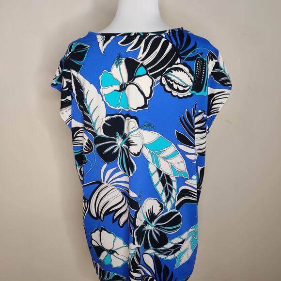 Blue Sol Top Floral Stretchy Cap Sleeve Plus Size - Picture 4 of 6